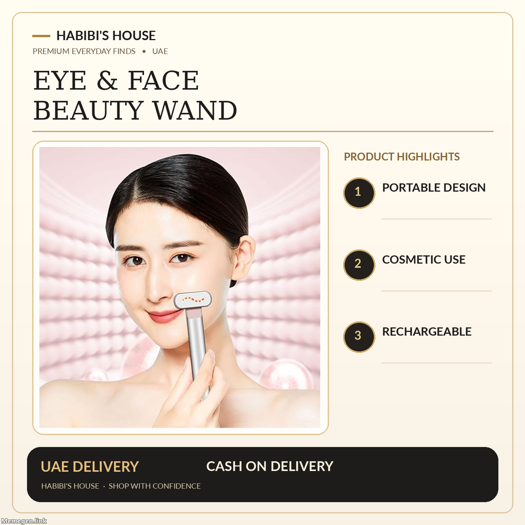 Portable eye and face beauty wand – real supplier product photo with Habibi's House branded features