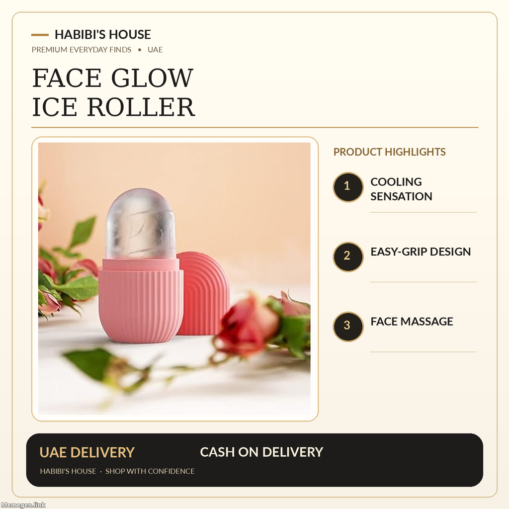Face Glow cooling facial ice roller – original item photo on premium Habibi's House graphic
