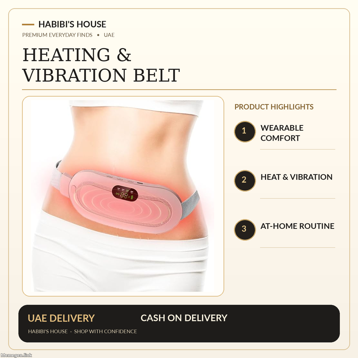Wearable heating and vibration period belt – actual product photograph in branded feature image