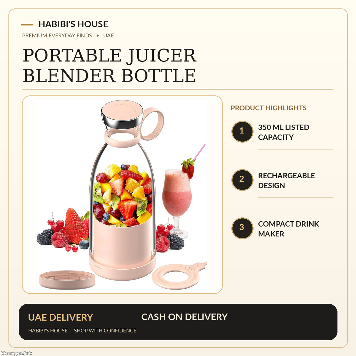 Habibi's House premium product image for juicer featuring the original supplier product photograph and product features