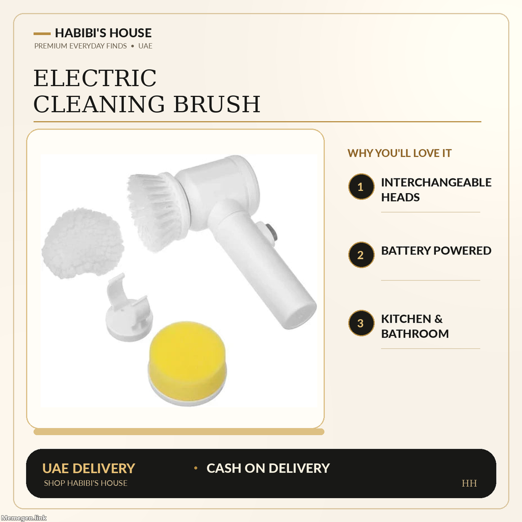 Actual supplier product photo of cleaning brush in Habibi's House cream black and gold feature graphic