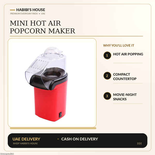 Actual supplier photo of popcorn with Habibi's House cream black gold product benefits layout